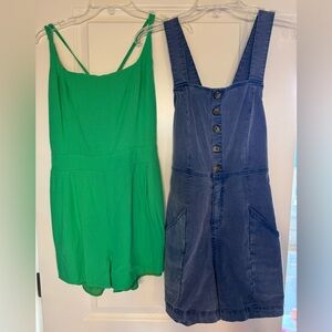 S/M Romper Bundle Chaser Denim & Skylar Rose Green Shorts Rompers